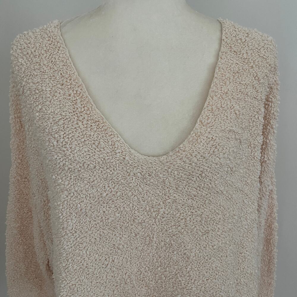 Free People Popcorn Cropped V-Neck Sweater Cream Small - Picture 6 of 10